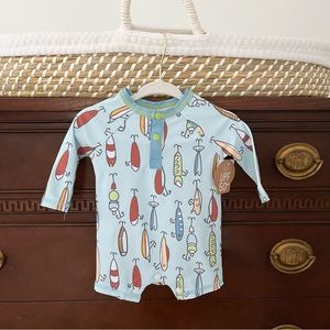 MudPie Infant Rashguard Swim Suit Boy Girl Nautical Sailboat 0-3M